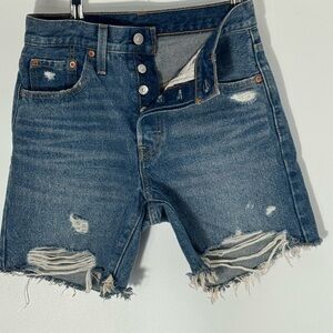 Levi's Blue Distressed Jean Shorts